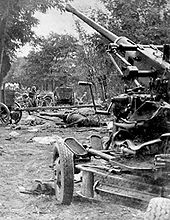 A bombed Polish Army column during the Battle of the Bzura.
